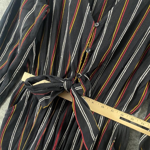 Billabong Romper Large Black Striped Play All Day V-Neck Long Sleeve - Picture 8 of 15